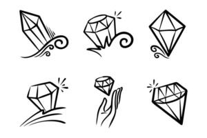 mão desenhado rabisco diamante, gemas ícone, ilustração. vetor