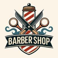 logotipo barbearia vintage retrô, logotipo modelo vetor