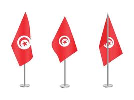 bandeira do Tunísia com prata pólo.set do Tunísia nacional bandeira vetor