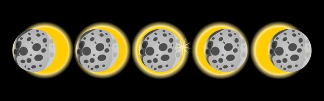 total solar eclipse fases. vetor