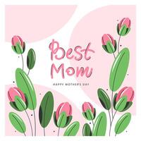 mãe dia cartão. letras melhor mãe. poster para Primavera flores ilustração vetor