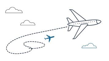 avião e avião com uma linha conectando eles vetor