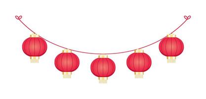volta chinês lanterna suspensão festão, lunar Novo ano e meio do outono festival decoração gráfico vetor