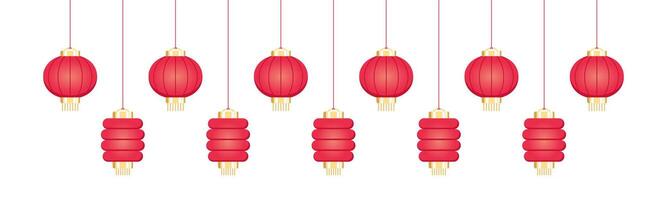 suspensão chinês lanternas bandeira fronteira, lunar Novo ano e meio do outono festival decoração gráfico vetor