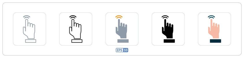 Duplo toque mão ícone definir. mão cursor cor símbolo conjunto vetor