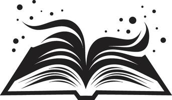Páginas do sabedoria desencadeado chique Preto ícone com elegante livro Projeto contemporâneo livro gráfico lustroso emblema para uma moderno Veja vetor