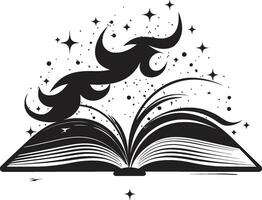 lendo sabedoria intrincado Preto emblema com aberto livro Projeto contemporâneo livro Páginas noir Preto ícone para uma cativante Veja vetor