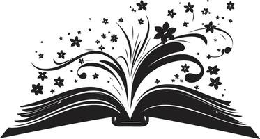 livro Páginas exposto moderno Preto emblema para uma cativante Veja lendo elegância intrincado Preto logotipo com arte vetor
