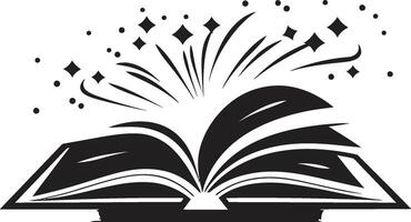 lendo experiência emblema elegante Preto ícone com aberto livro Projeto contemporâneo livro revelação Sombrio logotipo com livro ilustração vetor