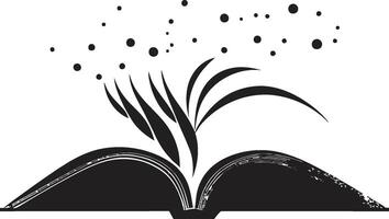 sabedoria Páginas lustroso Preto ícone para uma cativante marca imagem aberto livro elegância contemporâneo emblema dentro noir Preto vetor