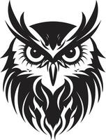 místico noturno elegante Preto emblema com coruja ilustração majestoso coruja elegante Preto logotipo Projeto para uma cativante Veja vetor