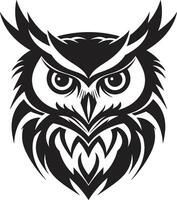 noite visão intrincado logotipo com noir Preto coruja Projeto sensato guardião emblema contemporâneo arte com elegante coruja toque vetor