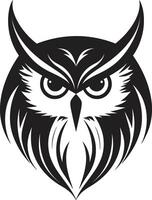 místico noturno elegante Preto emblema com coruja ilustração noite visão intrincado logotipo com noir Preto coruja Projeto vetor