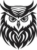 sensato guardião chique Preto ícone com elegante coruja emblema noturno guardião emblema lustroso coruja logotipo Projeto vetor