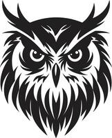 Sombrio coruja silhueta lustroso Preto ícone para moderno branding místico noturno intrincado logotipo com coruja Projeto vetor
