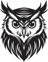 Águia olhos sabedoria à moda ilustração com coruja Projeto sombreado coruja gráfico chique Preto ícone com uma moderno torção vetor