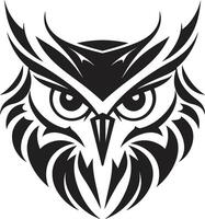 noite visão à moda arte com elegante coruja emblema Águia olhos discernimento intrincado Preto ícone Projeto para moderno branding vetor
