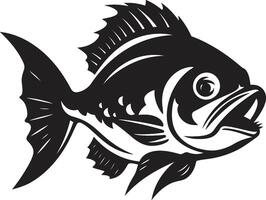feroz água fera emblema minimalista logotipo dentro noir Preto mandíbulas do Perigo elegante Preto logotipo Projeto com lustroso piranha vetor