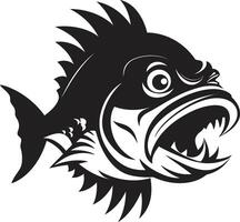 mandíbulas do Perigo elegante Preto logotipo Projeto com lustroso piranha ameaçador predador ícone chique emblema para uma impressionante imagem vetor