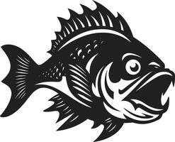 mandíbulas do Perigo elegante Preto logotipo Projeto com lustroso piranha ameaçador predador ícone chique emblema para uma impressionante imagem vetor