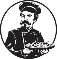 pizza arte desencadeado minimalista emblema para moderno branding saboroso criação lustroso Preto logotipo com intrincado culinária arte vetor