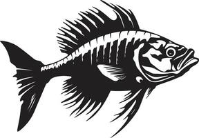 feroz estrutura icônico Preto Projeto para predador peixe esqueleto sombrio coluna vertebral símbolo Preto ícone Projeto para predador peixe esqueleto logotipo vetor