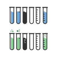 conjunto de ilustração do ícone do tubo de ensaio. projeto de sinalização de laboratório diferente vetor