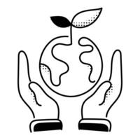 campeão de Meio Ambiente proteção com a Salve  planeta ícone, simbolizando sustentabilidade esforços e coletivo açao para uma mais saudável terra. vetor