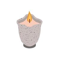 queimando vela dentro concreto copo. aroma vela dentro Scandi estilo ilustração em branco fundo. vetor