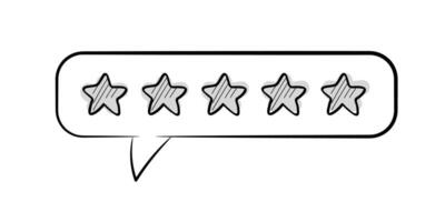 opinião, análise, avaliação, cinco estrelas. fofa estilo doodle ícone. vetor