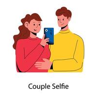 na moda casal selfie vetor