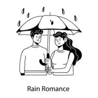 na moda chuva romance vetor