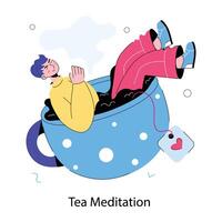 na moda chá meditação vetor