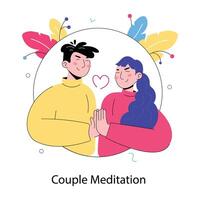 na moda casal meditação vetor