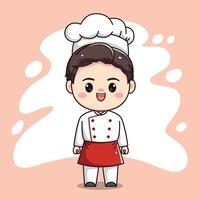 fofa chefe de cozinha Garoto kawaii personagem vetor