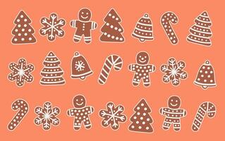 Natal Pão de gengibre biscoitos coleção. feriado inverno doces definir. plano ilustração. vetor