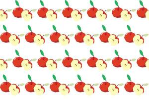 ilustração padrão, abstrato do vermelho maçã com folha em branco fundo. vetor