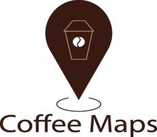 café mapa logotipo vetor