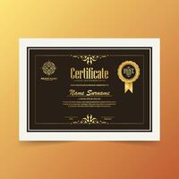 certificado de luxo preto e dourado com cor de moldura dourada vetor