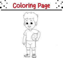 Garoto futebol jogador coloração página. coloração livro para crianças vetor