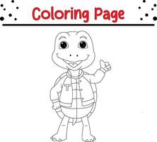 fofa tartaruga coloração página. coloração livro para crianças vetor