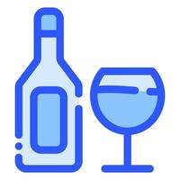 vinho garrafa ícone dentro tom azul estilo vetor