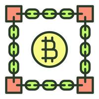 blockchain tecnologia bitcoin criptomoeda colori ícone ou Projeto elemento vetor
