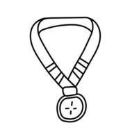 medalha prêmio dentro rabisco estilo. isolado em branco fundo vetor