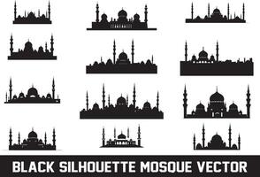 mesquita silhueta agrupar branco fundo vetor