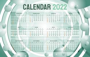 modelo de calendário 2022 verde borbulhante vetor