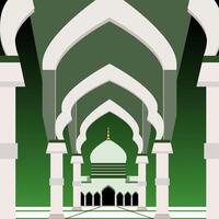 islâmico mesquita com verde fundo e branco pilares vetor