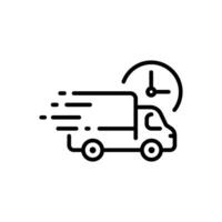 Preto velozes Entrega caminhão ícone, expressar entrega, rápido mover, linha símbolo em branco fundo - editável acidente vascular encefálico ilustração eps10 vetor