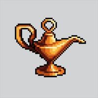 pixel arte ilustração Magia lâmpada. pixelizada árabe lâmpada. árabe Magia luminária pixelizada para a pixel arte jogos e ícone para local na rede Internet e jogo. velho escola retrô. vetor