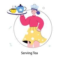 na moda servindo chá vetor